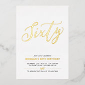 60 | Moderne goudprijs 60e verjaardag Folie Uitnodiging (Voorkant)