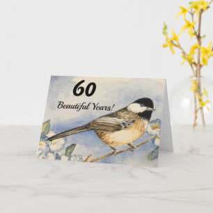 60 mooie jaren 60e verjaardag Chickadee Kaart