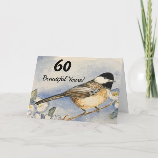 60 mooie jaren 60e verjaardag Chickadee Kaart (Voorkant)