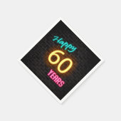 60 neonteken op bakstenen muur gloeien servet (Hoek)