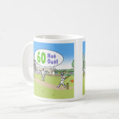 60 Niet uit Cricket Theme. 60e verjaardag Koffiemok (Voorkant links)