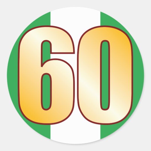 60 NIGERIA Goud Ronde Sticker (Voorkant)