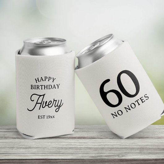 60 No Notes Birthday Personalized Minimal Party Blikjeskoeler