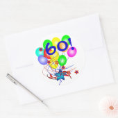 60! Of elke leeftijd verjaardagsballonnen rond Sti Ronde Sticker (Envelop)