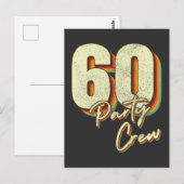 60 Party Crew 60e verjaardag knop Briefkaart (Voorkant / Achterkant)