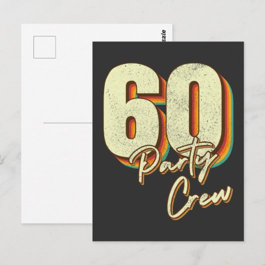 60 Party Crew 60e verjaardag knop Briefkaart (Voorkant / Achterkant)