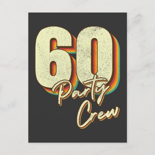 60 Party Crew 60e verjaardag knop Briefkaart (Voorkant)