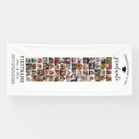 60 Photo Collage Afstuderen Modern Minimal White Spandoek (Horizontaal)
