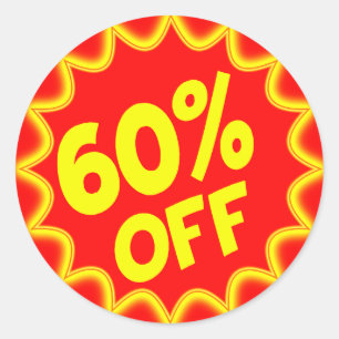 60 PROCENT VAN HET RETAILETIKET RONDE STICKER