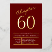 60 Red 60th Birthday Party Gold Folie Uitnodiging (Voorkant)