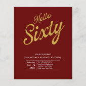 60 Red Gold Budget 60e verjaardag Uitnodiging Flyer (Voorkant)