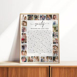 60 Redenen dat we van je houden Foto Collage Gesch Perfect Poster