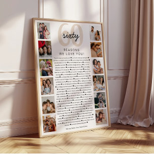 60 Redenen dat we van je houden Verjaardag Cadeau Perfect Poster
