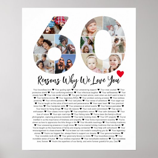 60 redenen waarom we van je houden 60ste verjaarda poster (Voorkant)