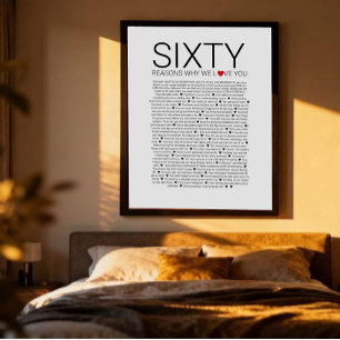 60 redenen waarom we van je houden huwelijksgeloft poster
