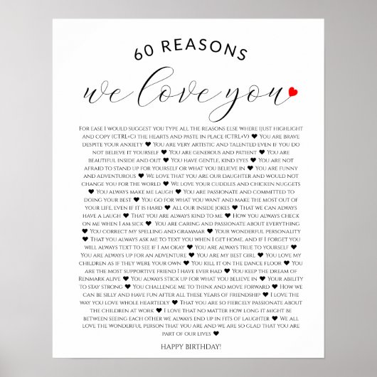 60 redenen waarom we van je houden op de 40e verja poster (Voorkant)