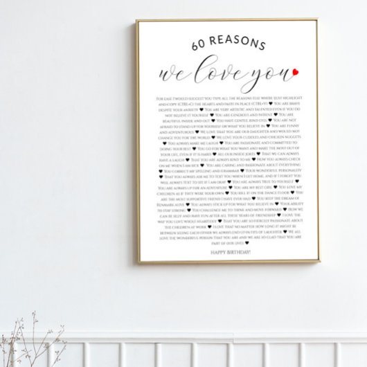 60 redenen waarom we van je houden op de 40e verja poster