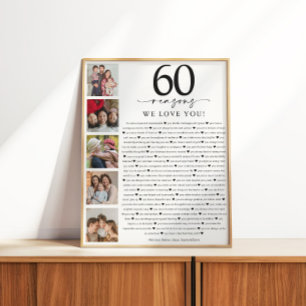 60 Redenen waarom we van je houden Verjaardag of j Perfect Poster