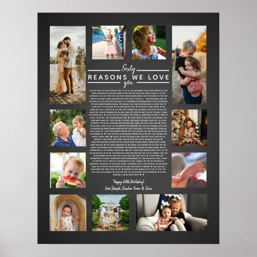 60 redenen waarom we van je houden verjaardagscade poster (Voorkant)