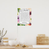 60 redenen waarom we van je houden waterverf rozen poster (Keuken)