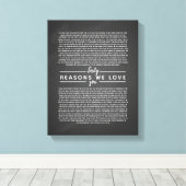 60 redenen waarom we van je verjaardagscadeau houd canvas afdruk (Insitu (Houten vloer))