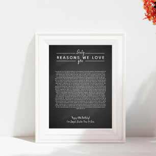 60 redenen waarom we van je verjaardagscadeau houd poster