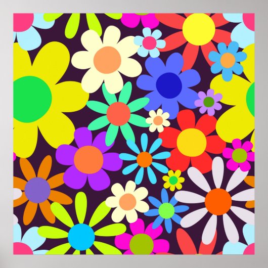 60 Retro Country Floral Daisy Field Poster (Voorkant)