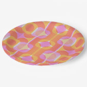 60  retro roze en oranje gepatterd papieren bordje (Gekanteld)