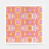 60  retro roze en oranje gepatterd servet (Voorkant)