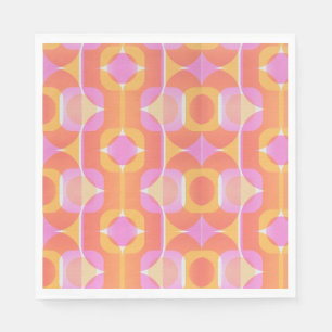 60  retro roze en oranje gepatterd servet