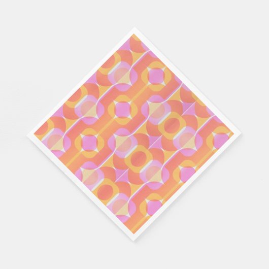 60 retro roze en oranje gepatterd servet (Hoek)