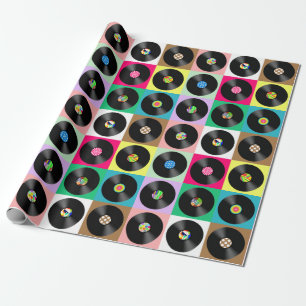 60 Retro  Vinyl Record Pop Art Cadeaupapier