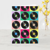 60 Retro  Vinyl Record Pop Art Kaart (Gele Bloem)
