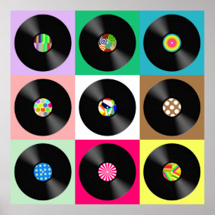 60 Retro  Vinyl Record Pop Art Poster