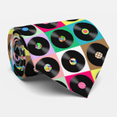60 Retro  Vinyl Record Pop Art Stropdas (Opgerold)