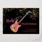 60 Rocks 60ste verjaardagsfeestje roze goud Folie Uitnodiging (Voorkant)