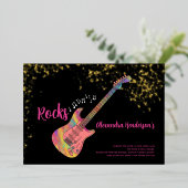 60 Rocks 60ste verjaardagsfeestje roze goud Folie Uitnodiging (Staand Voorkant)