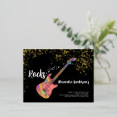 60 Rocks 60ste verjaardagsfeestje roze zwart goud Folie Uitnodiging Briefkaart (Staand Voorkant)