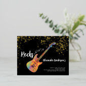 60 Rocks 60ste verjaardagsfeestje zwart goud Folie Uitnodiging Briefkaart (Staand Voorkant)