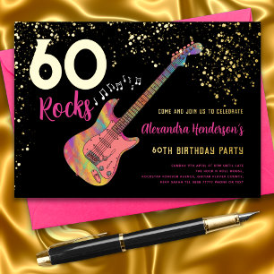 60 Rocks 60ste verpartij Roze Goud Folie Uitnodiging