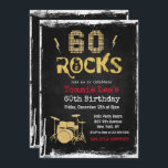 60 Rocks Rockstar gitaar 60e verjaardag uitnodigin Kaart<br><div class="desc">60 Rocks Rockstar elektrische gitaar Metallic zilver Glitter Verrassing 60e verjaardag Uitnodiging</div>