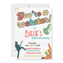 60 Rocks Rockstar gitaar 60e verjaardag uitnodigin