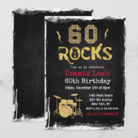 60 Rocks Rockstar Gitaar 60ste Verjaardagsuitnodig