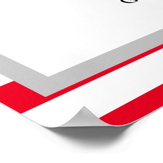 60 Rood/Witte Stripes Wedding Seating Chart Poster (Hoek)