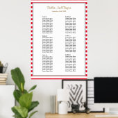 60 Rood/Witte Stripes Wedding Seating Chart Poster (Thuiskantoor)