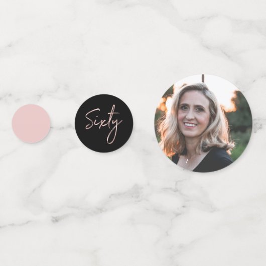 60 | Roos Gold en zwarte moderne 60e verjaardag Confetti (Achterkanten)