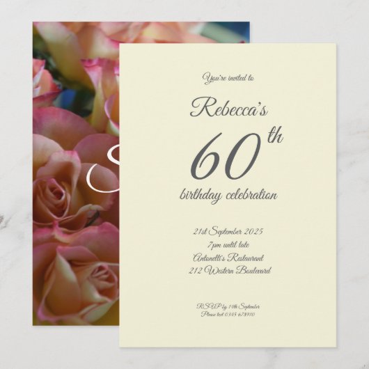 60 Rozen 60ste verjaardagsfeest Kaart (Voorkant / Achterkant)