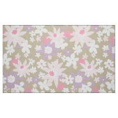 60 s  bloempatroon in khaki stof (Fat Quarter)