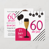 60 Sassy Artsy Roze Zwart Goud Foto Kaart (Voorkant / Achterkant)