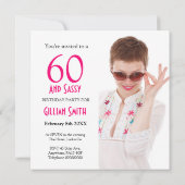 60 Sassy Artsy Roze Zwart Goud Foto Kaart (Achterkant)